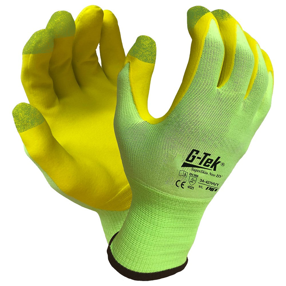 G-TEK SUPERSKIN NEO HI VIS YELLOW GLOVE SIZE 10