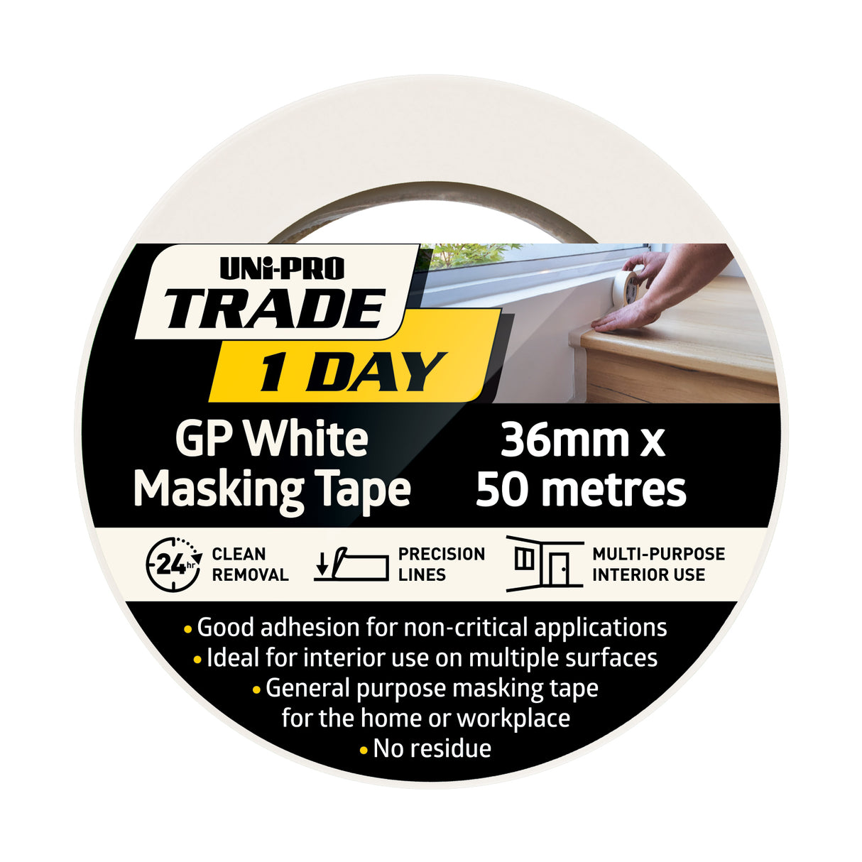 UNi-PRO Trade 1 Day White Masking Tape Range
