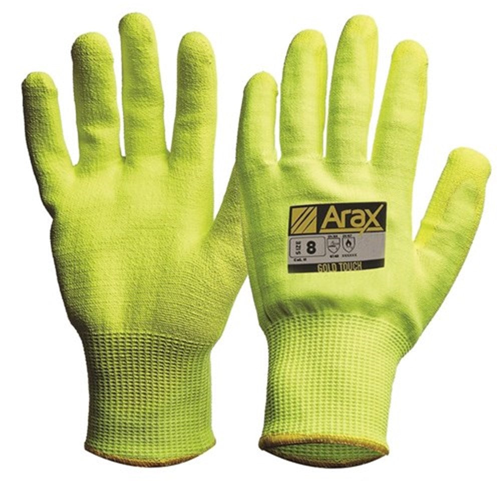 Arax Gold Hi Vis Yellow With Hi Vis Yellow PU Palm Size 7