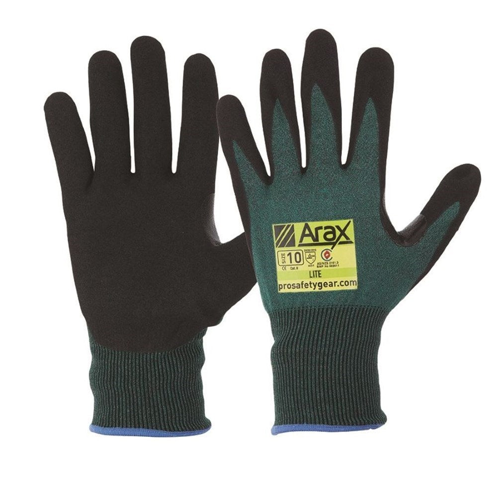 Arax Green Nitrile Sand Dip Palm Size 7