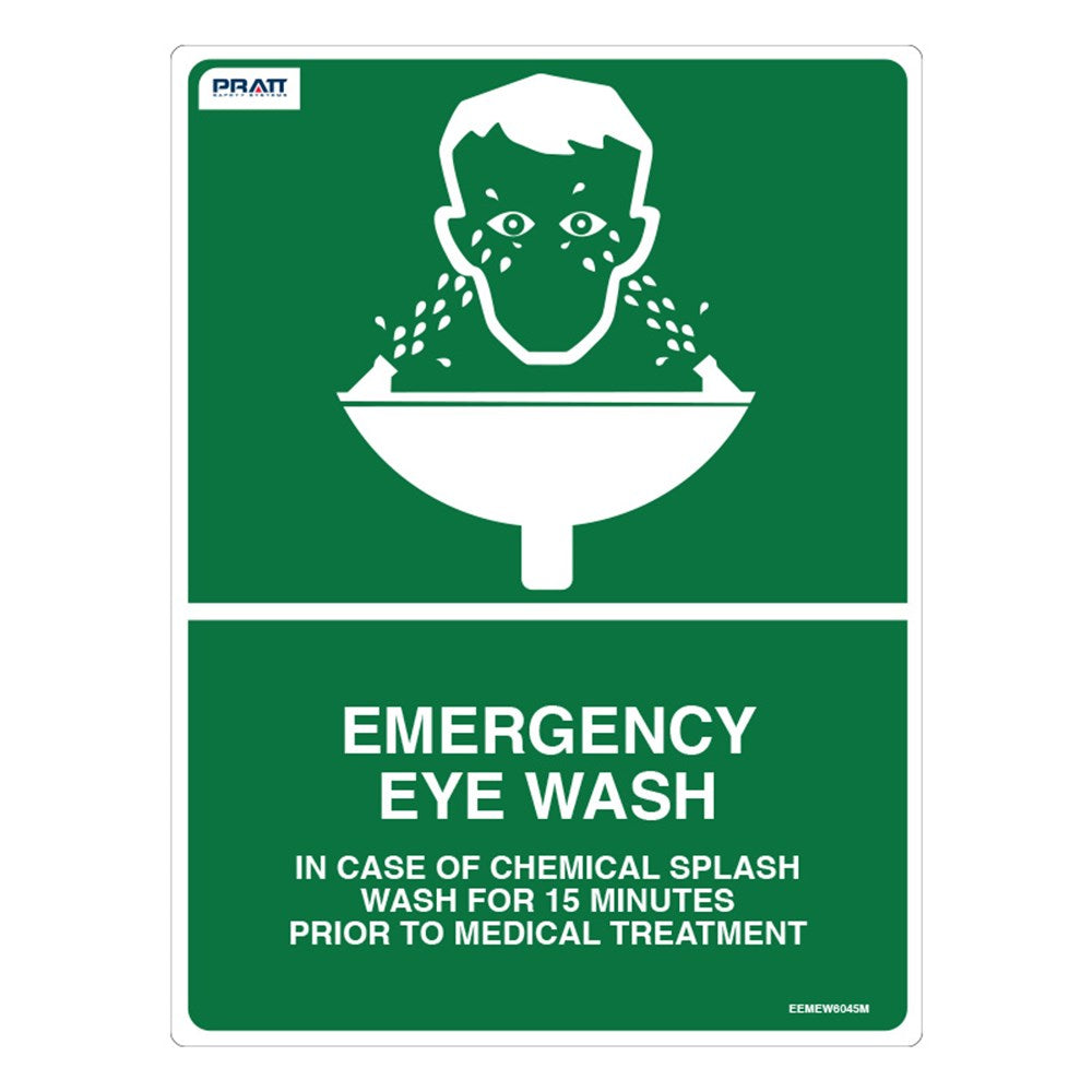 Emergency Eyewash Sign 600mm x 450mm Metal