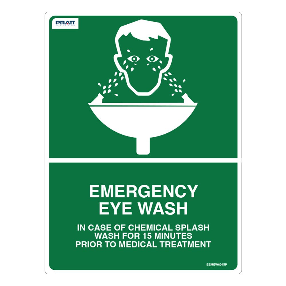 Emergency Eyewash Sign 600mm x 450mm Poly