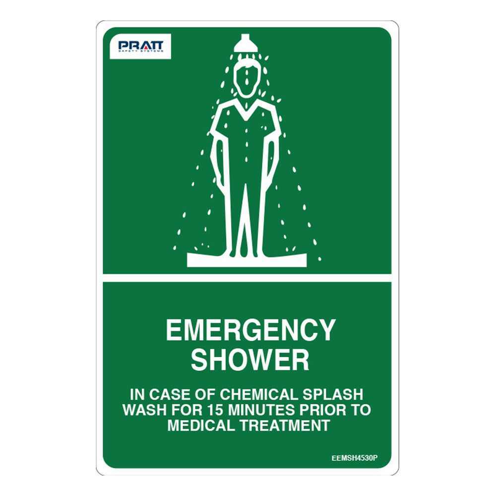 Emergency Shower Sign 450mm x 300mm Poly