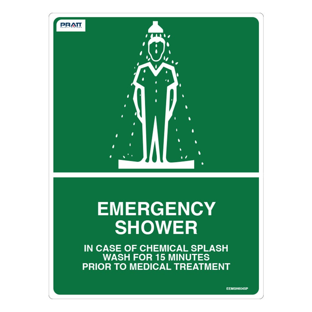Emergency Shower Sign 600mm x 450mm Poly