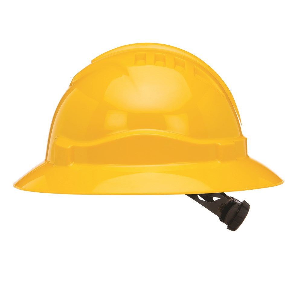 V6 Hard Hat Unvented Full Brim Ratchet Harness - Yellow