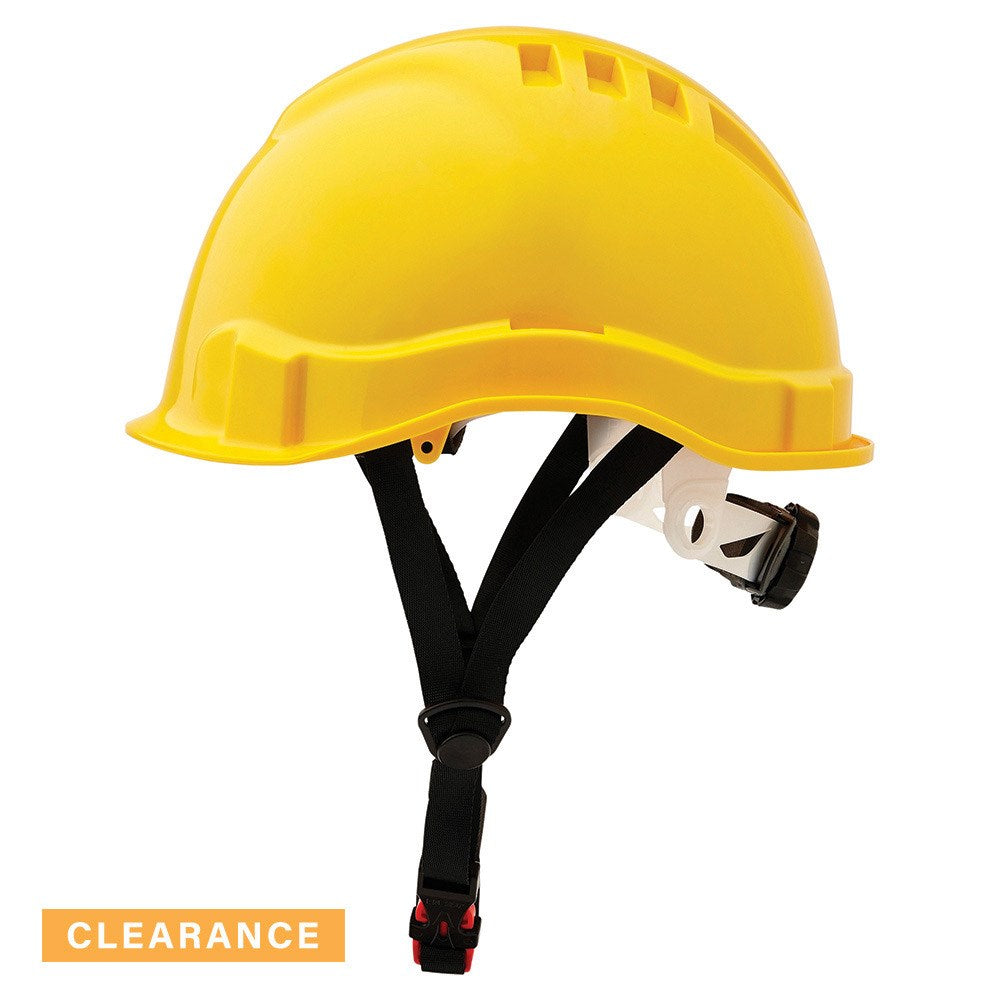 V6 Hard Hat Unvented Micro Peak Ratchet Harness Linesman - Yellow