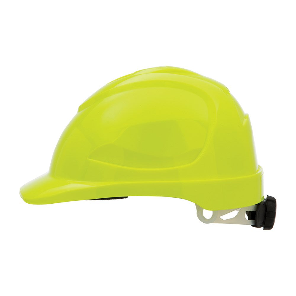 V9 Unvented Polycarbonate Type 2 Hard Hat with Ratchet Harness - Fluro Yellow