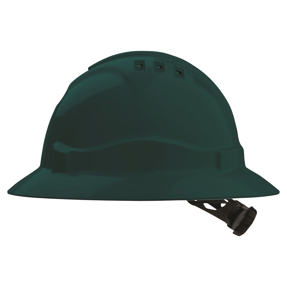 V6 Hard Hat Vented Full Brim Ratchet Harness - Green