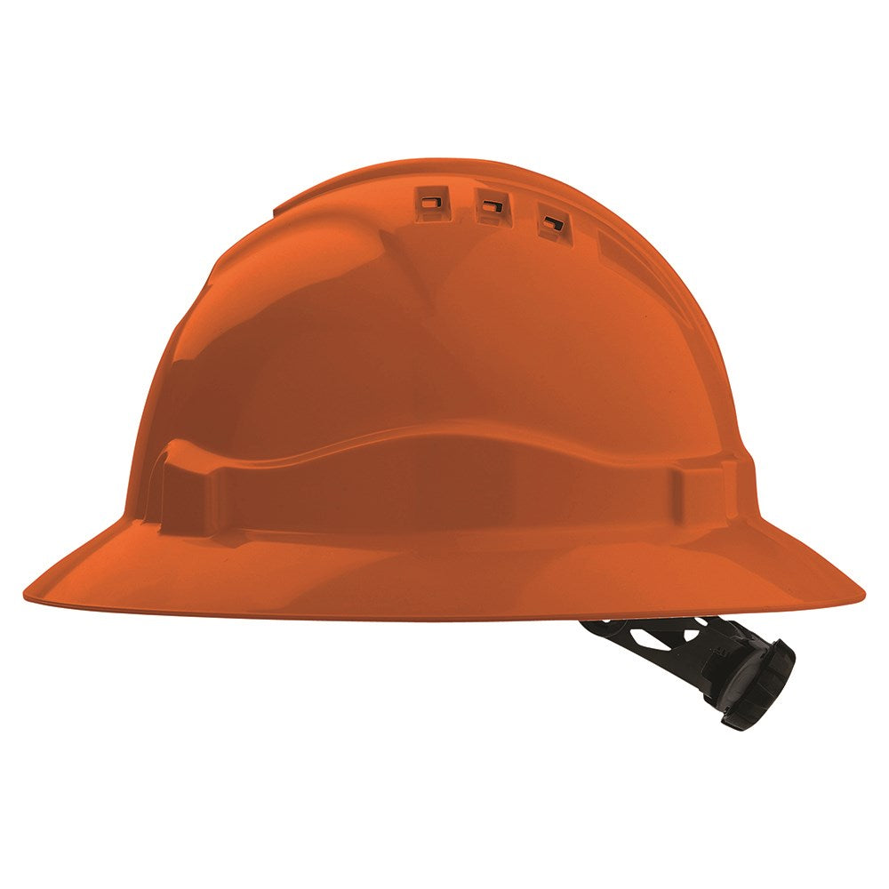 V6 Hard Hat Vented Full Brim Ratchet Harness - Orange