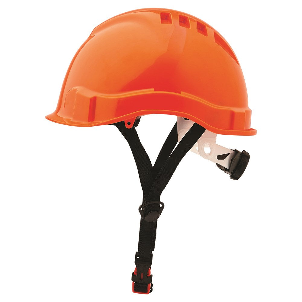 V6 Hard Hat Vented Micro Peak Ratchet Harness Linesman - Orange