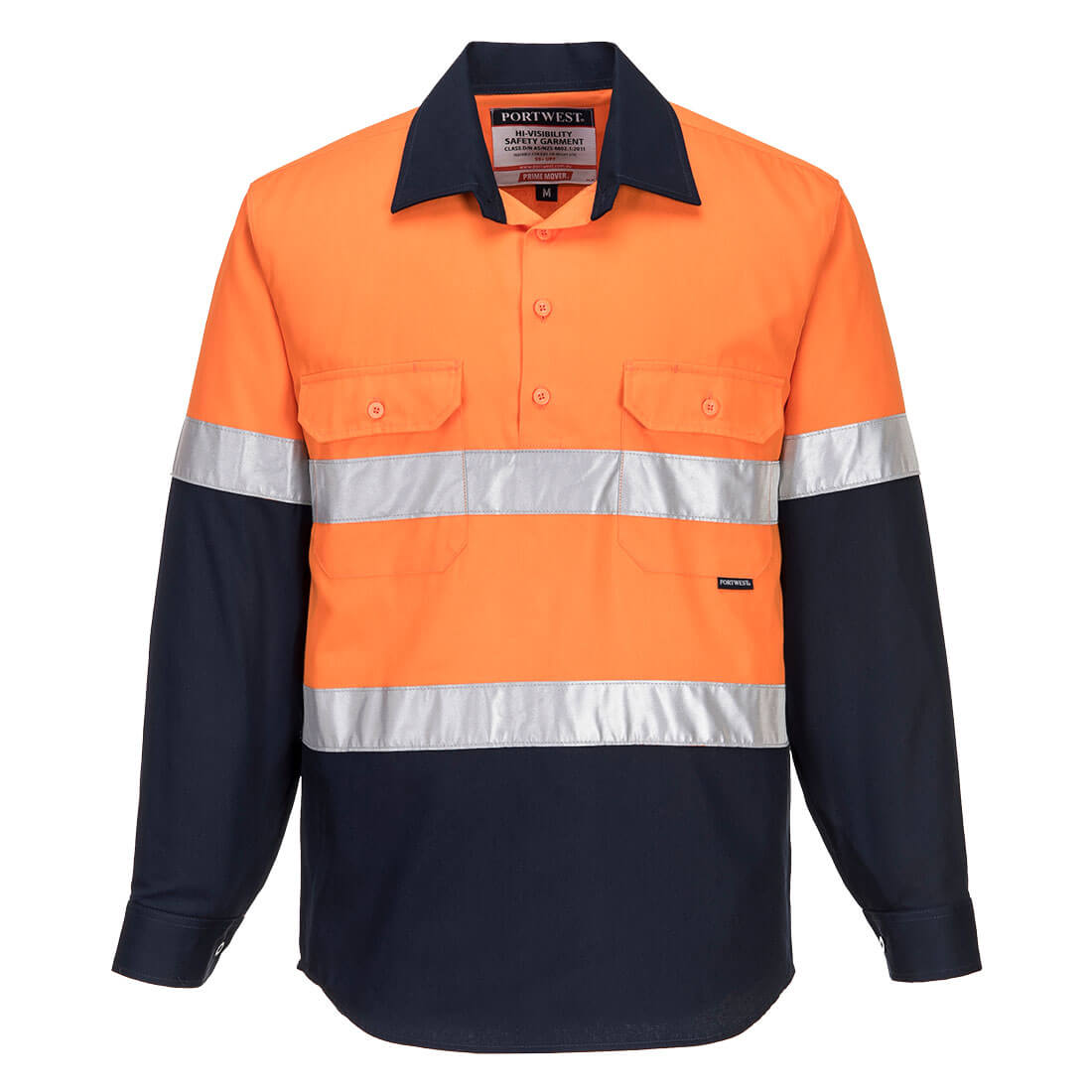 Hobart Hi-Vis Contrast 1/2 Button Shirt L/S