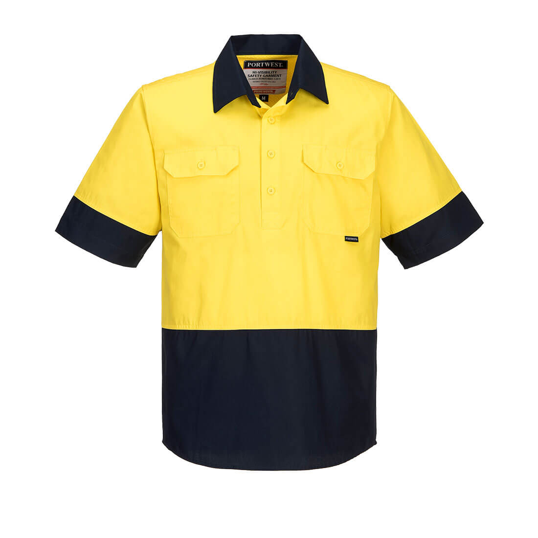 Canberra Hi-Vis Lightweight Contrast 1/2 Button Class D Shirt S/S