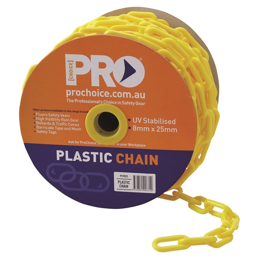 Plastic Safety Chain Yellow 8mm x 25m