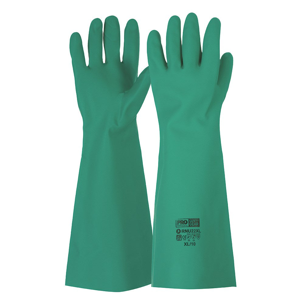 45cm Green Nitrile Gauntlet Gloves XL (10)