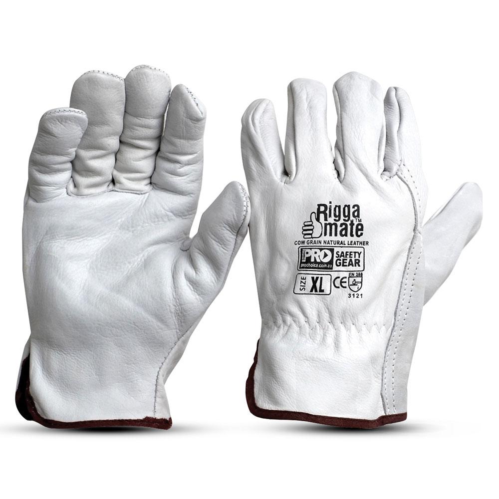 Pro Choice CGL41N-XL Riggamate Grey Cow Grain Natural Leather Gloves (X-LARGE)