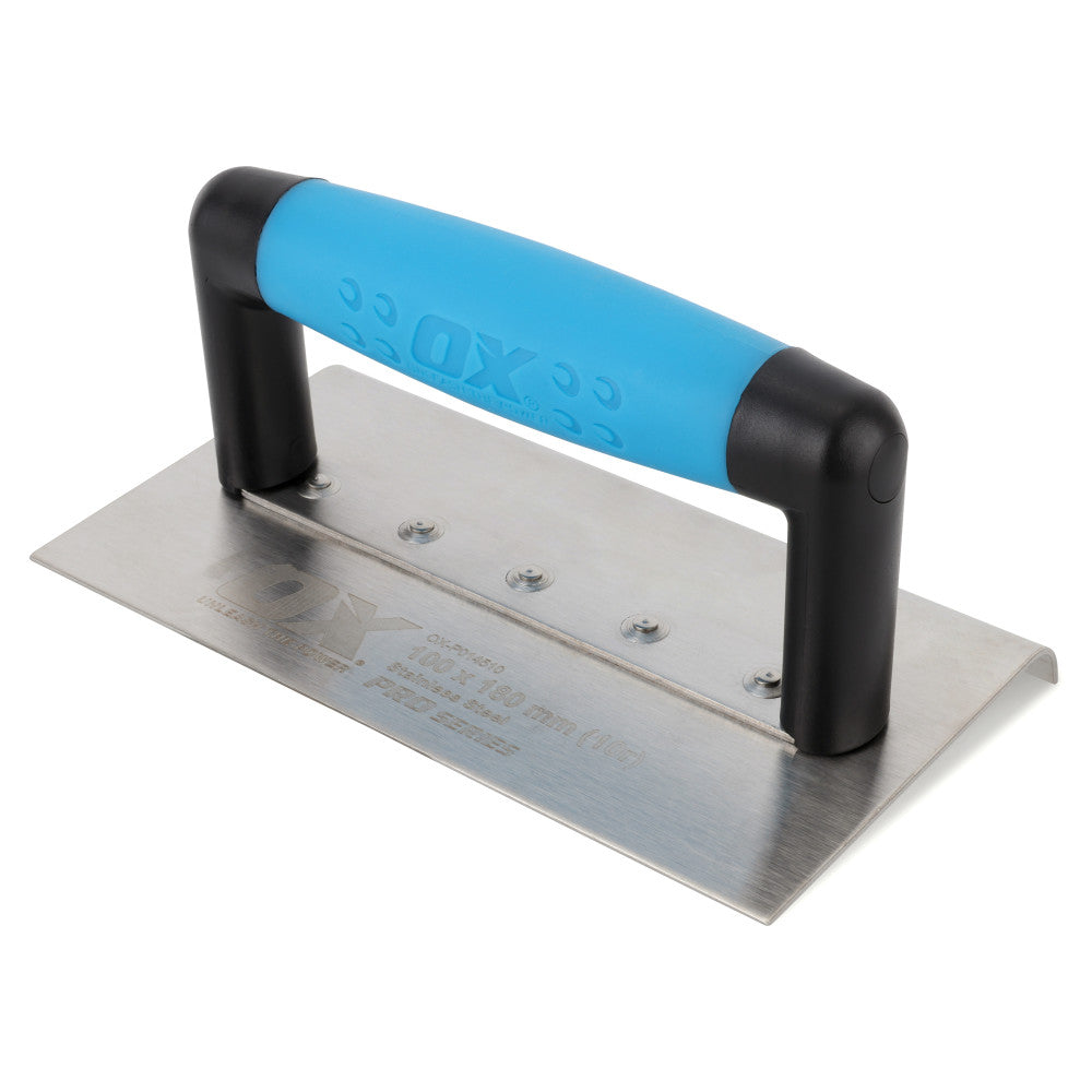 OX Pro Medium Edging Trowel 10mm Radius- 100 x 180mm / 4in x 7in