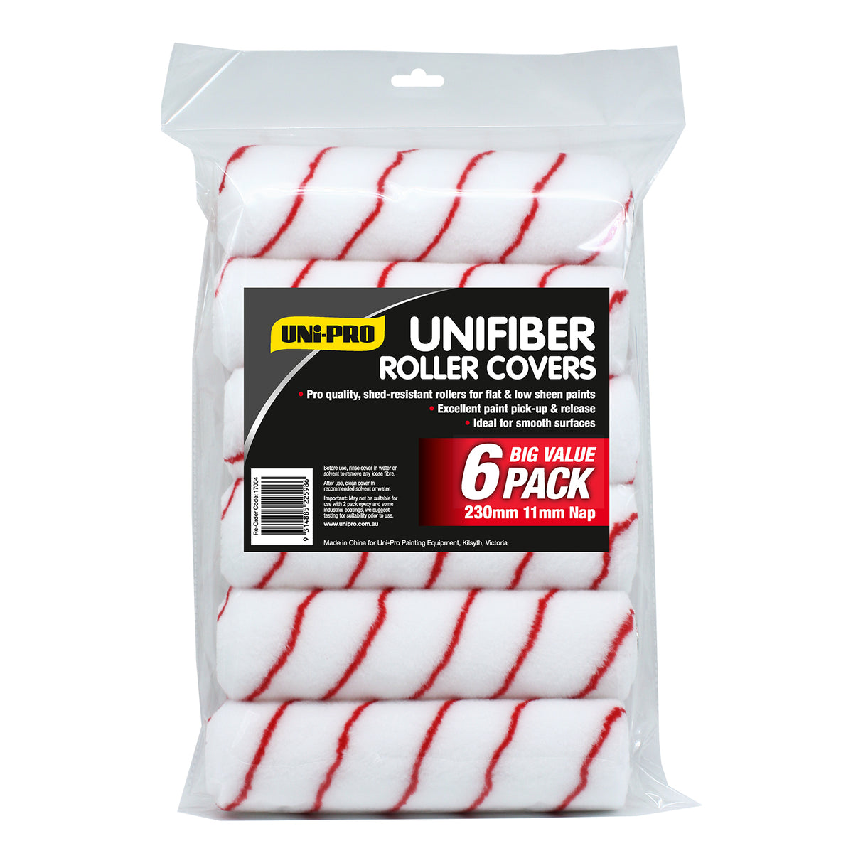 UNi-PRO Unifiber Roller Covers 6 Pack Range 11mm Nap