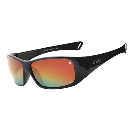Street Walker  Black Gloss Frame Red Mirror Lens