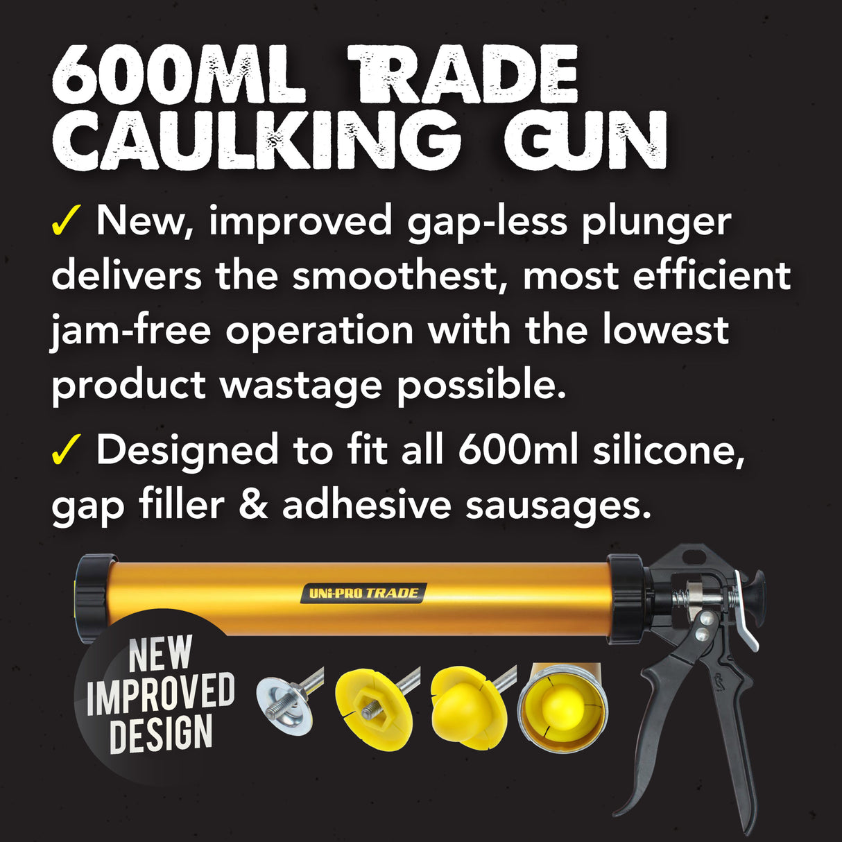 UNi-PRO Trade Aluminium Sausage Caulking Gun 600ml