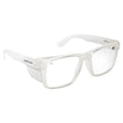 SAFETY GLASSES FRONTSIDE CLEAR LENS WITH CLEAR FRAME