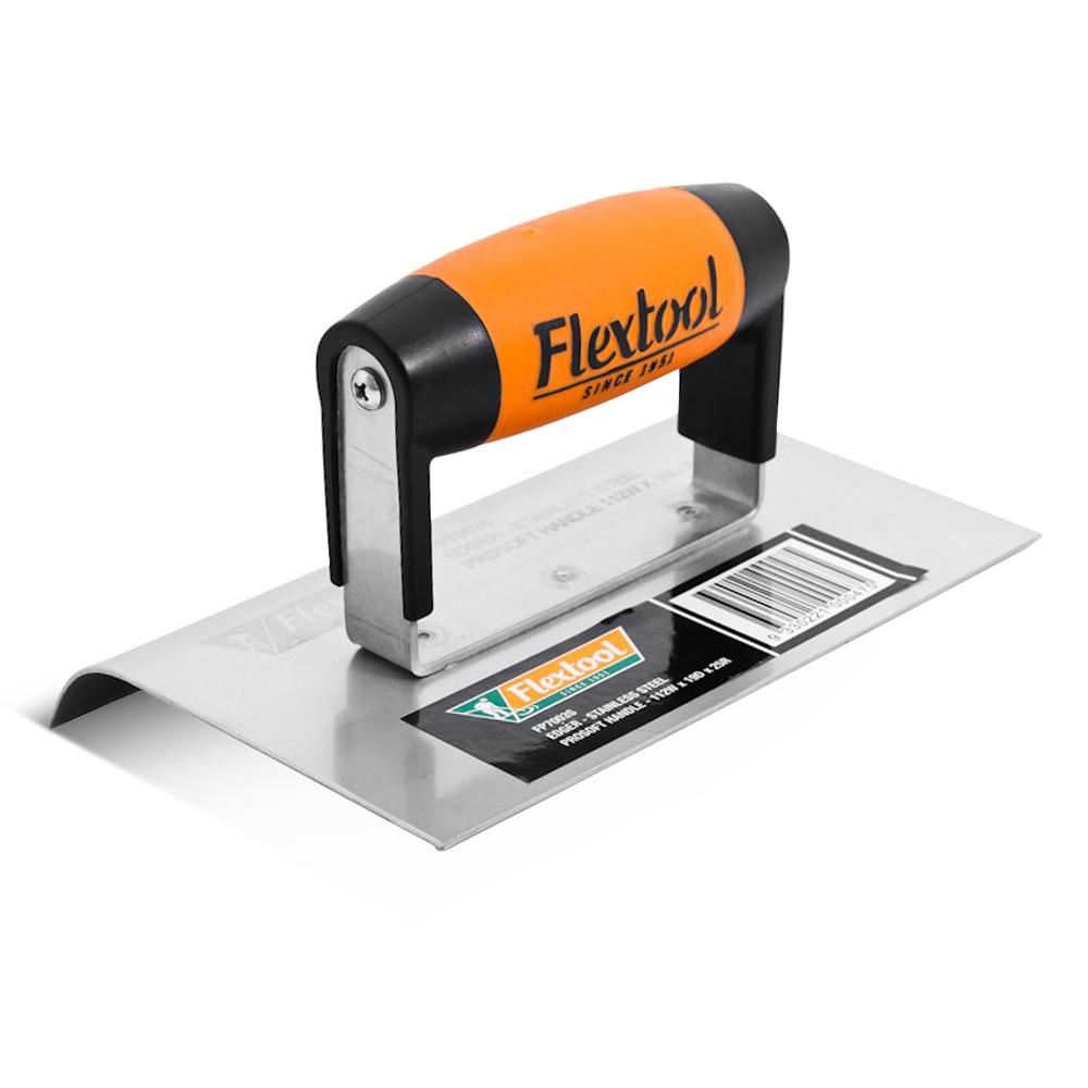 Flextool Concrete Edger  Bull Nose ProSoft Grip  Size: 112 mm width x 175 mm length x 25 mm radius x 19 mm depth