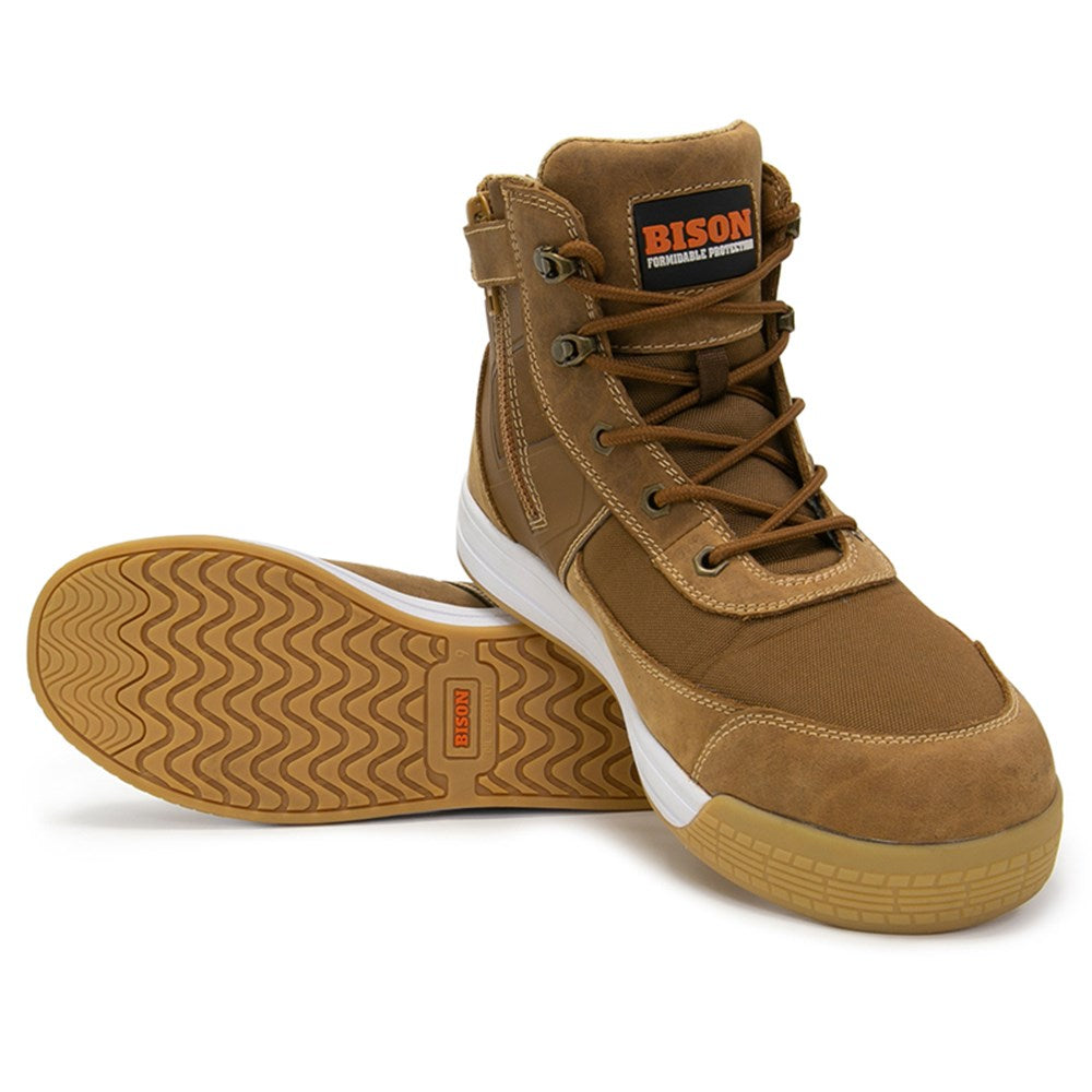 Dune Low Cut Zip Side Lace Up Safety Boot Brown 7