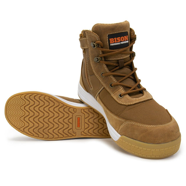 Dune Low Cut Zip Side Lace Up Safety Boot Brown 7
