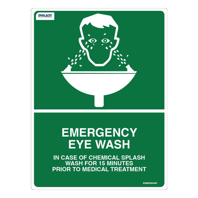 Emergency Eyewash Sign 600mm x 450mm Poly
