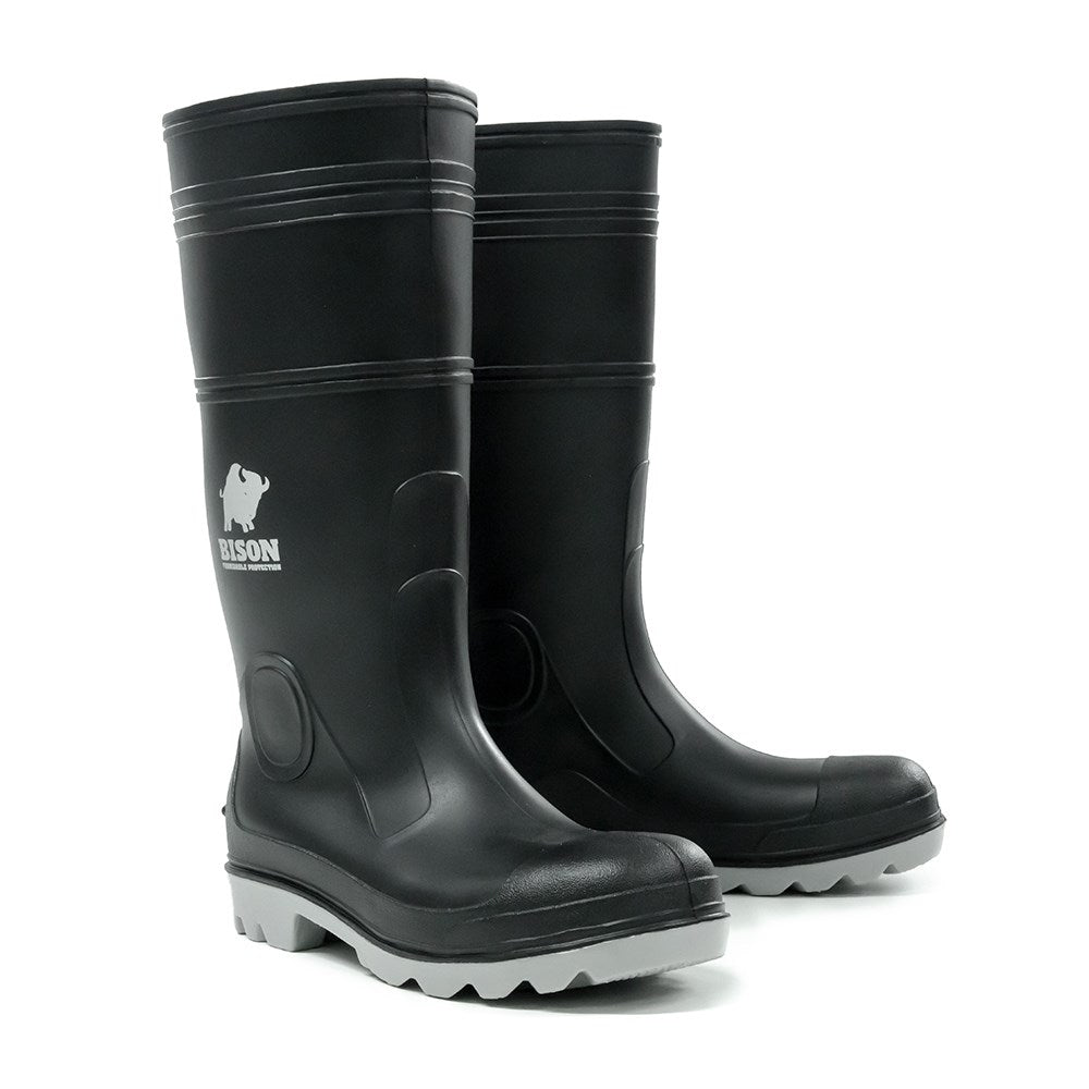 INCA PVC/Nitrile Safety Gumboot Black/Grey 4