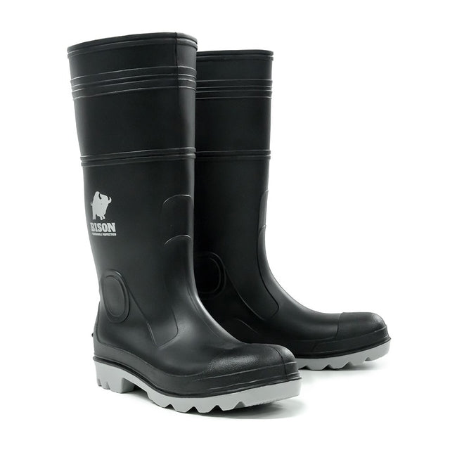 INCA PVC/Nitrile Safety Gumboot Black/Grey 4
