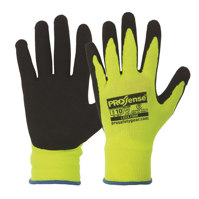 Prosense LFN Hi Vis Yellow Latex Foam Gloves Size 7
